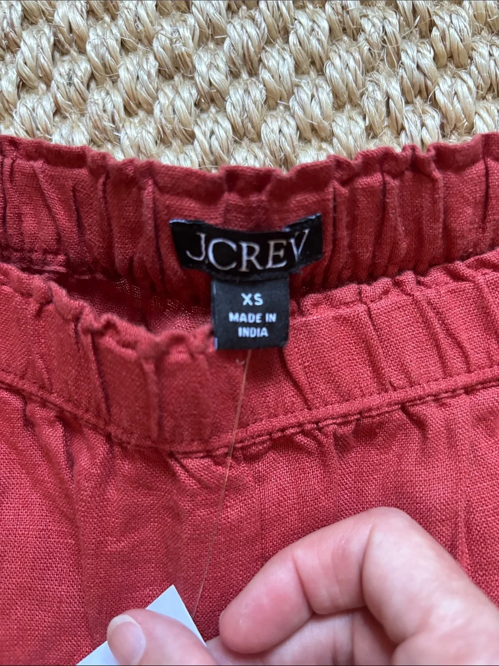 J. Crew Red-Rust Linen Elastic Waist Shorts XS new w tags
